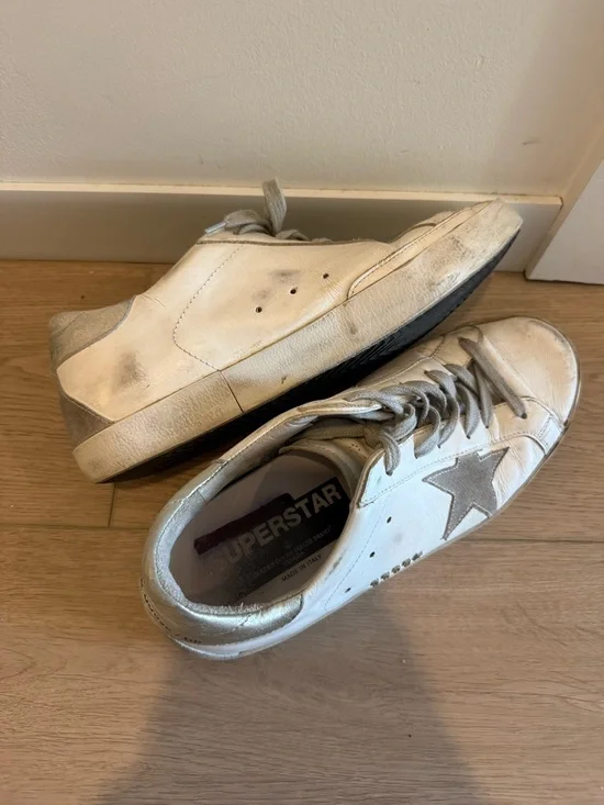 Golden Goose Superstar Sneakers White Grey Star Distressed EU 39 - Picture 5 of 9
